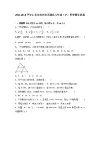 山东省滨州市无棣县2017-2018学年八年级（下）期中数学试卷（解析版）