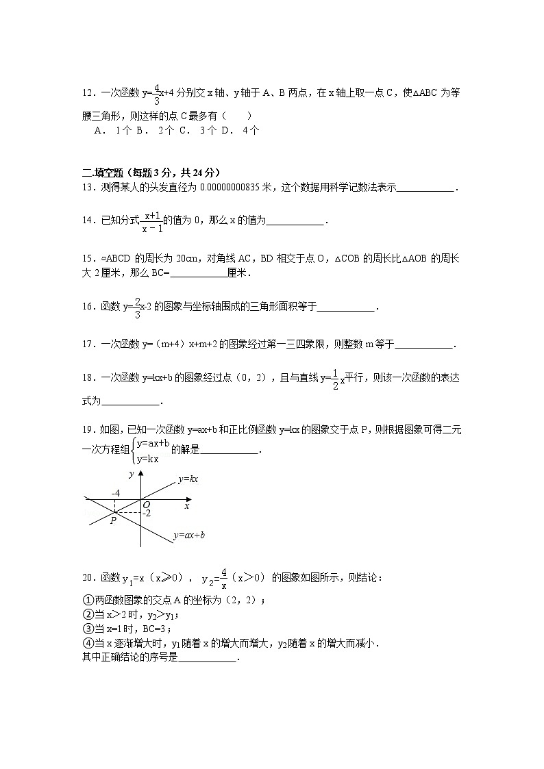 四川省内江六中八年级（下）期中数学试卷解析03