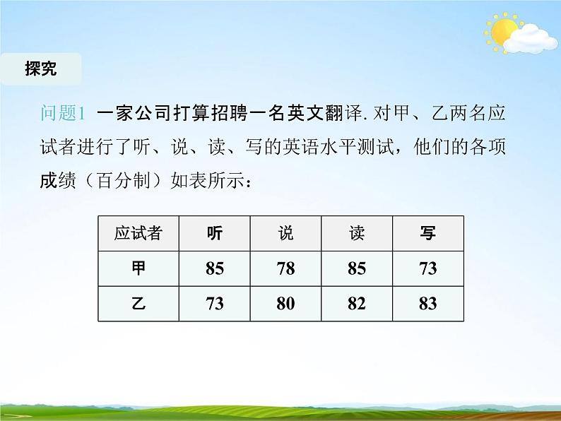 人教版八年级数学下册《20.1.1 平均数》教学课件精品PPT优秀公开课104