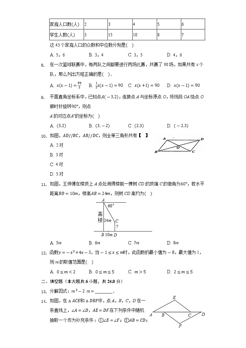 2021年山东省济南市中考数学考试模拟预测（三）02