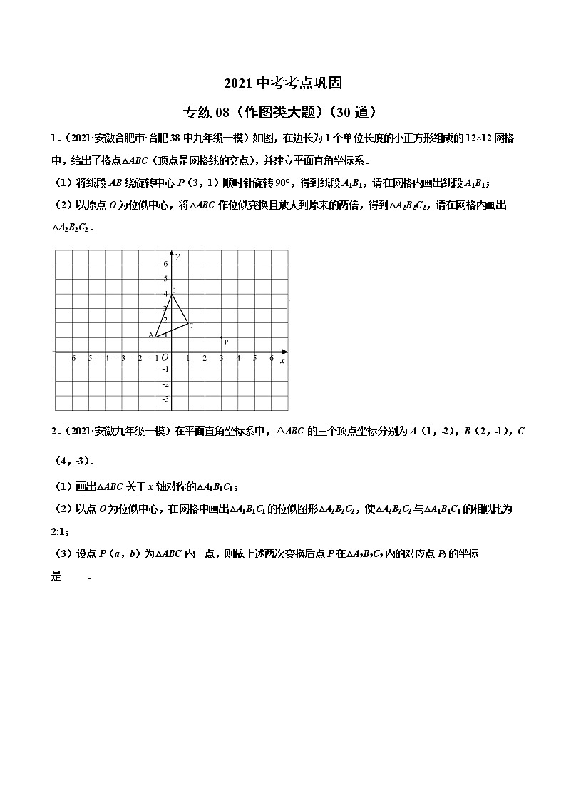 专练08（作图类大题）（30题）-2021年中考数学考点巩固（通用版）（原卷、解析版）01