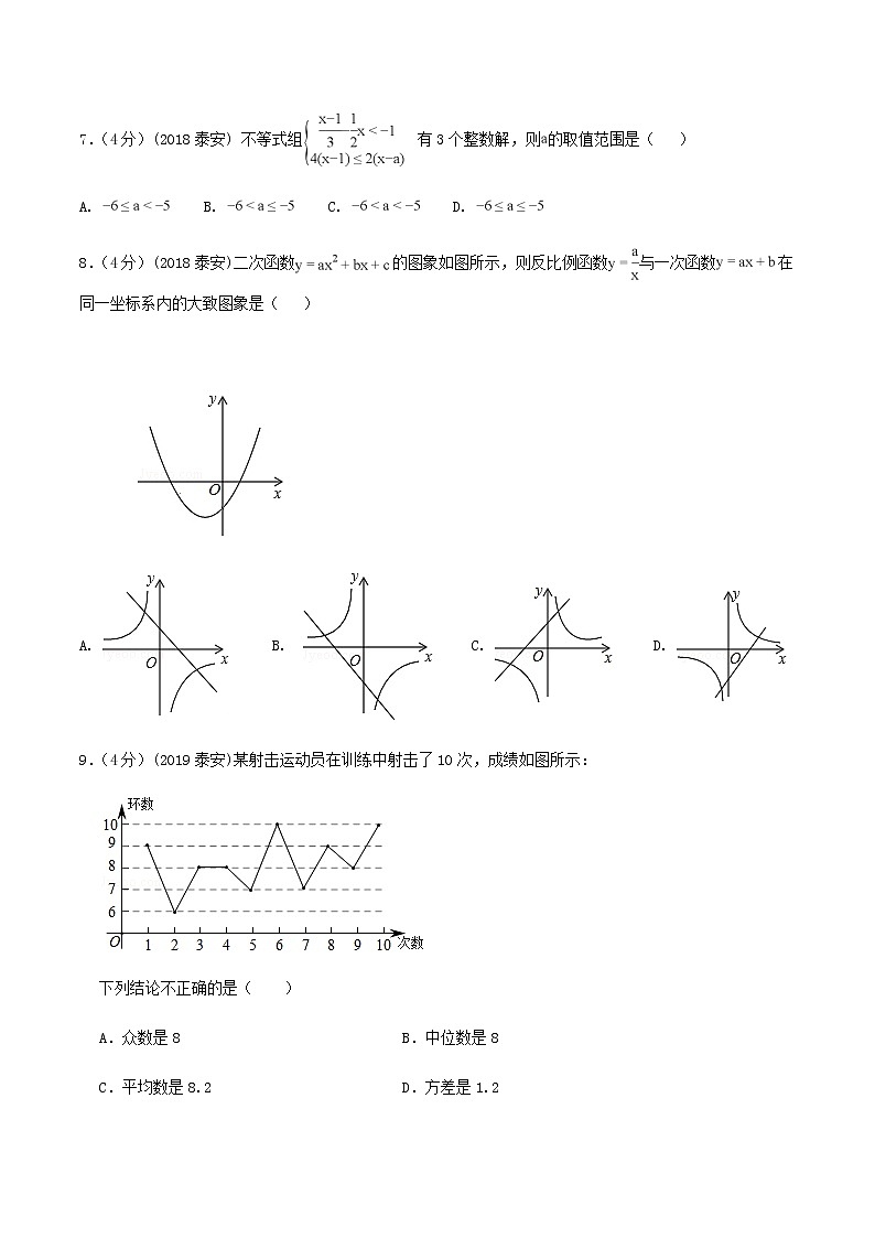 冲刺2021年中考数学精选真题重组卷（山东泰安卷）（原卷、解析版）03