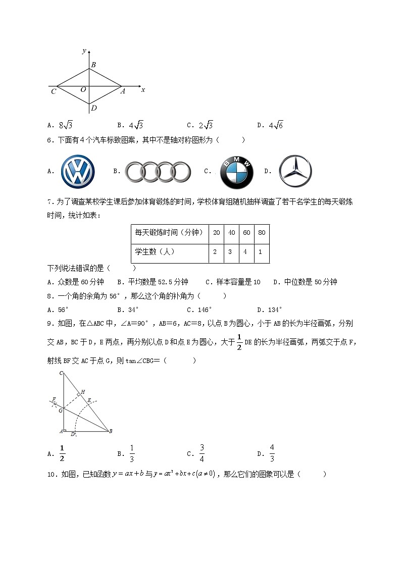 备战2021年中考数学【名校地市好题必刷】全真模拟卷（四川自贡专用）（原卷、解析版）02