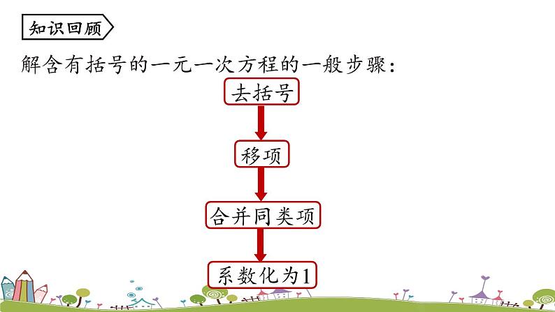 人教版数学七年级上册 3.3《解一元一次方程（二）——去括号与去分母课时2》PPT课件02