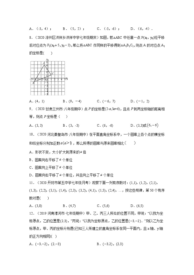 专题7.6 《平面直角坐标系》全章复习与巩固（专项练习）-2020-2021学年七年级数学下册基础知识专项讲练（人教版）02