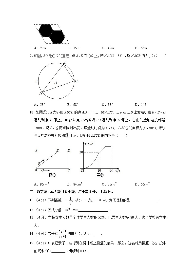 2021年甘肃省平凉市中考数学模拟试卷 （word版 含答案）02