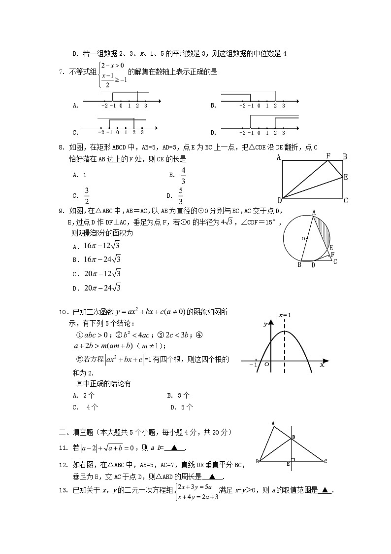 2021年四川省遂宁市中考数学真题02