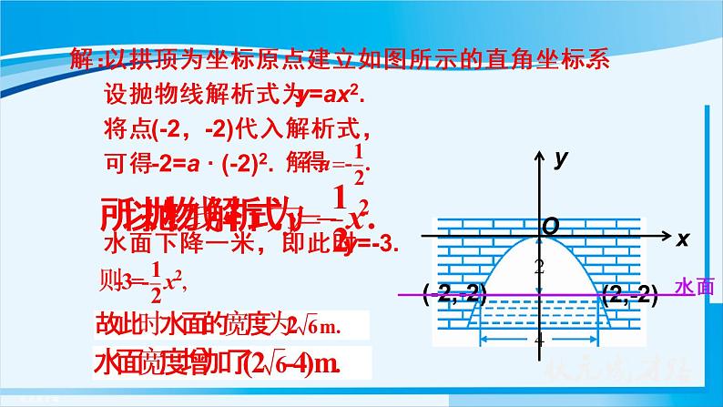 人教版九年级数学上册 第二十二章 二次函数 22.3.3  抛物线形问题课件第5页