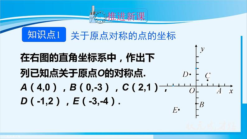 人教版九年级数学上册 第二十三章 旋转 23.2.3 关于原点对称的点的坐标课件04