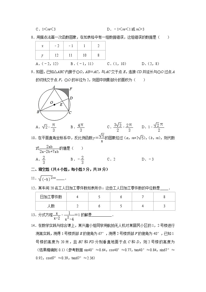 2021年湖北省武汉市洪山区中考数学模拟试卷（5月份）（word版 含答案）02