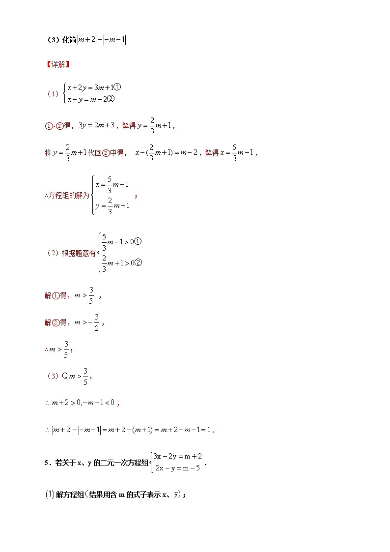 专项08 二元一次方程组含参综合七年级数学下册培优专项（人教版）试卷03