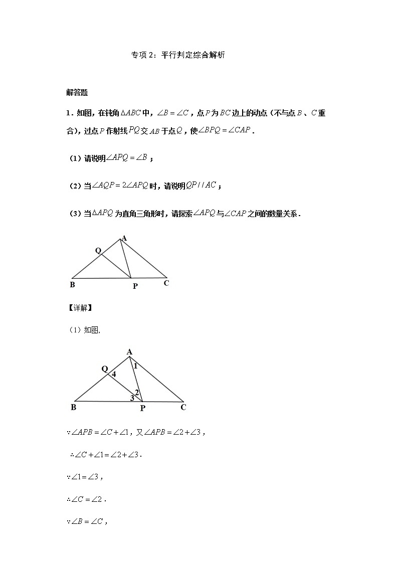 专项02 平行判定综合七年级数学下册培优专项（人教版）试卷01