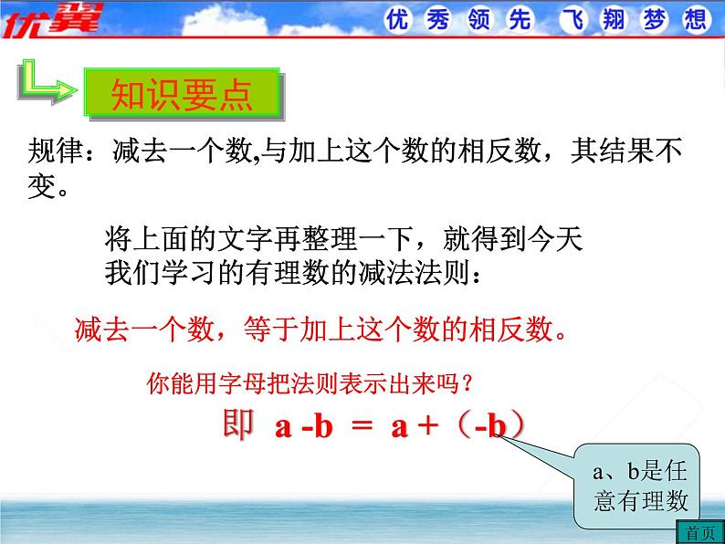 人教版数学七年级上册1.3.2 第1课时 有理数的减法法则课件07