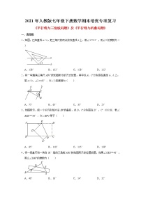 2021年人教版七年级下册数学期末培优专项复习：《平行线与三角板问题》及《平行线与折叠问题》（word版，含详解）