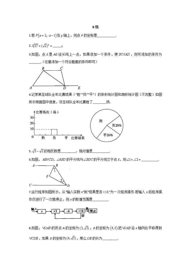 2020-2021学年数学人教版七年级下册期末复习题型专练-填空题03