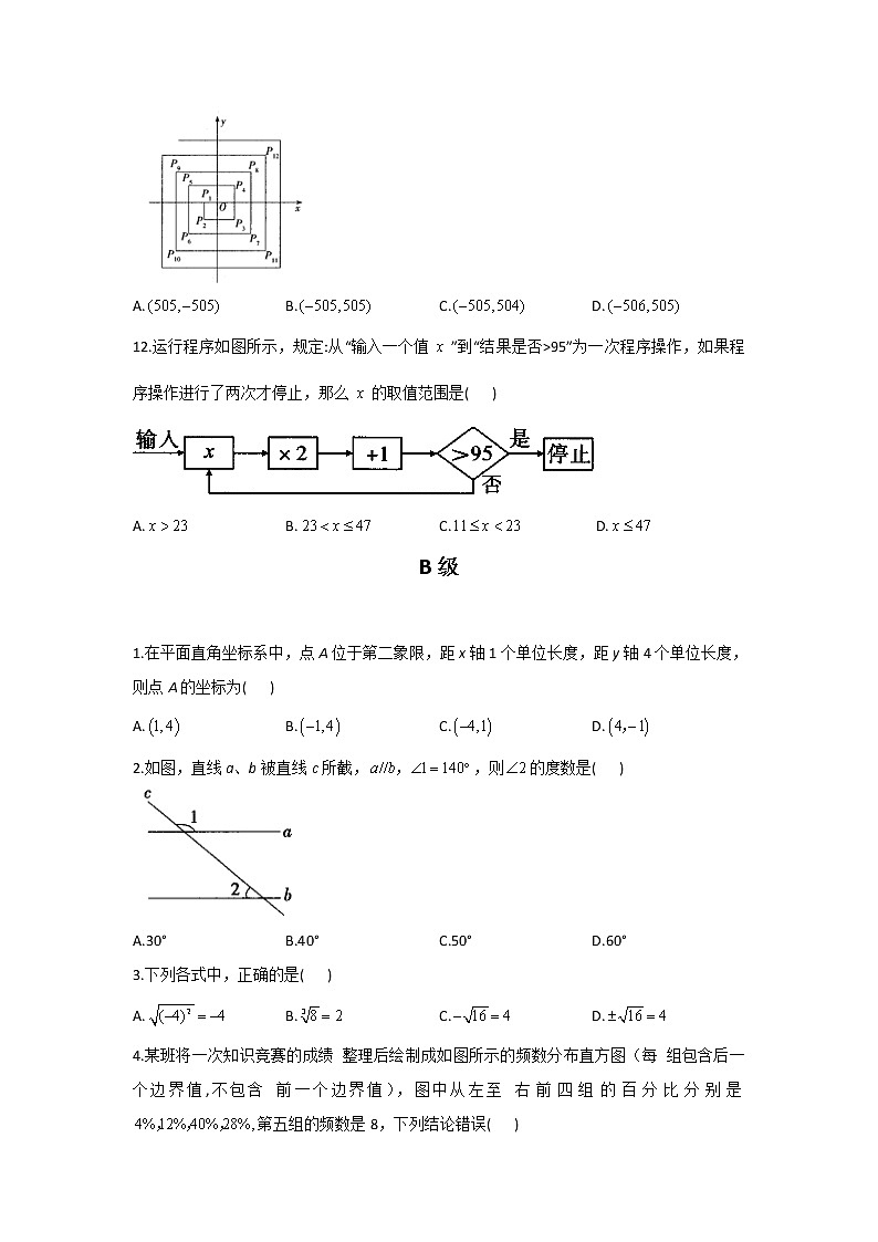 2020-2021学年数学人教版七年级下册期末复习题型专练选择题03
