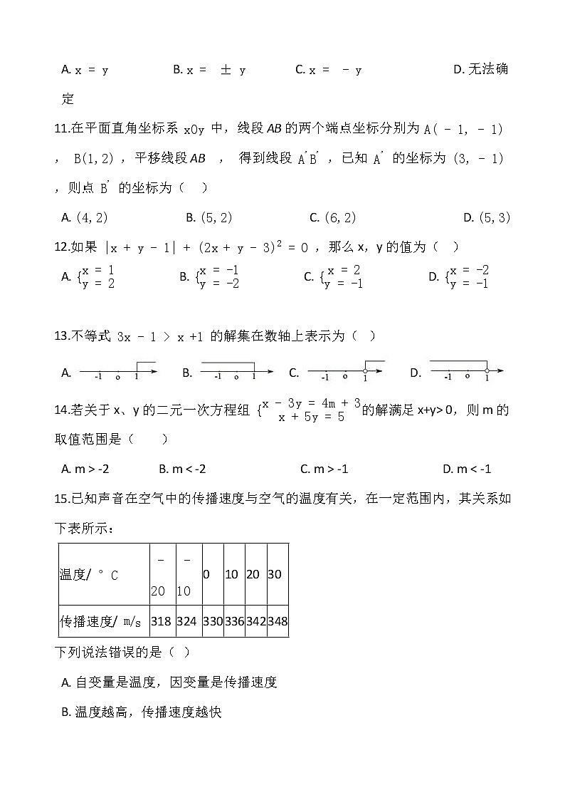 人教版七年级下册数学期末检测卷（一）word版，含答案03