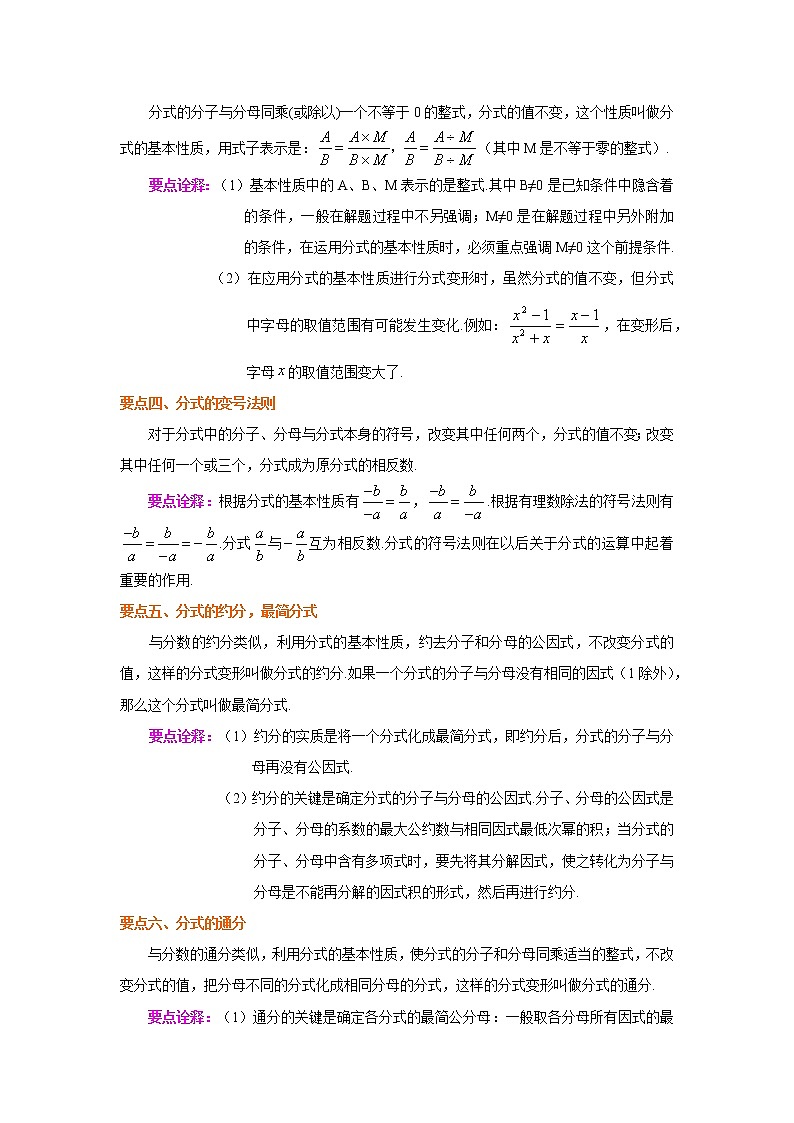 教案 专题15.1 分式的概念和性质（知识讲解）八年级数学上册基础知识专项讲练（人教版）02