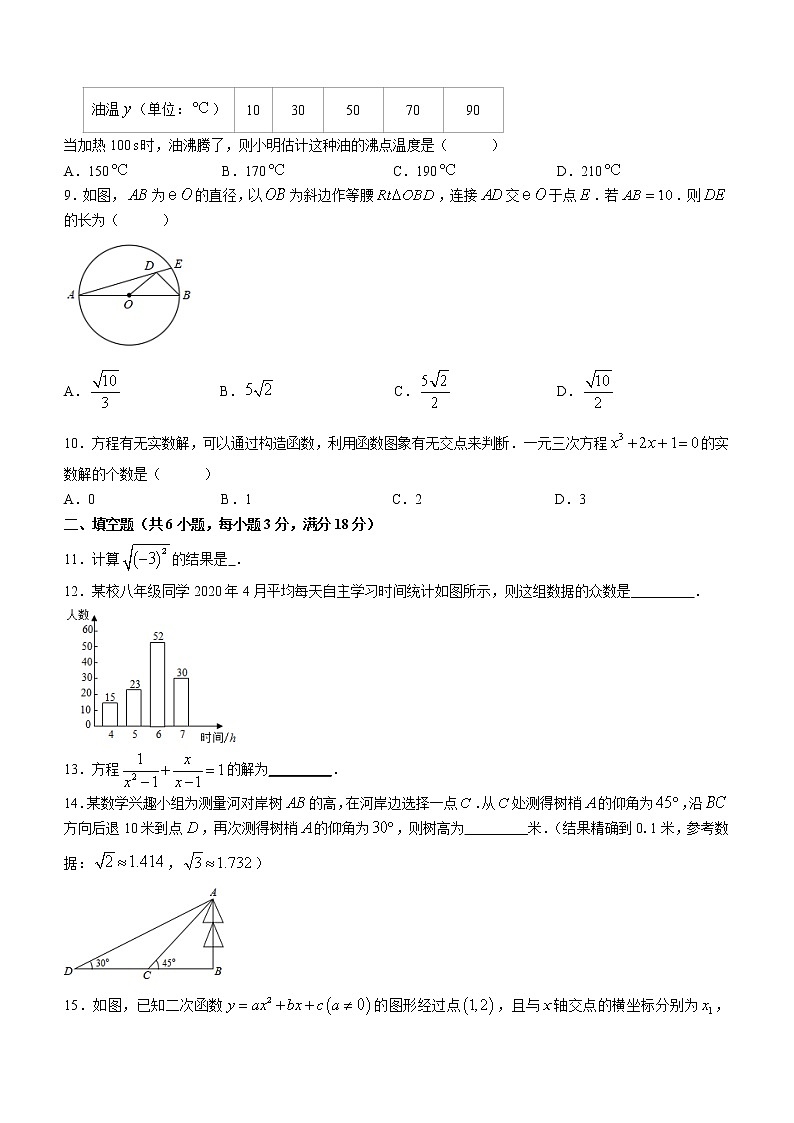 2021年湖北省武汉市东西湖区中考数学模拟（二模）试卷（5月份）02