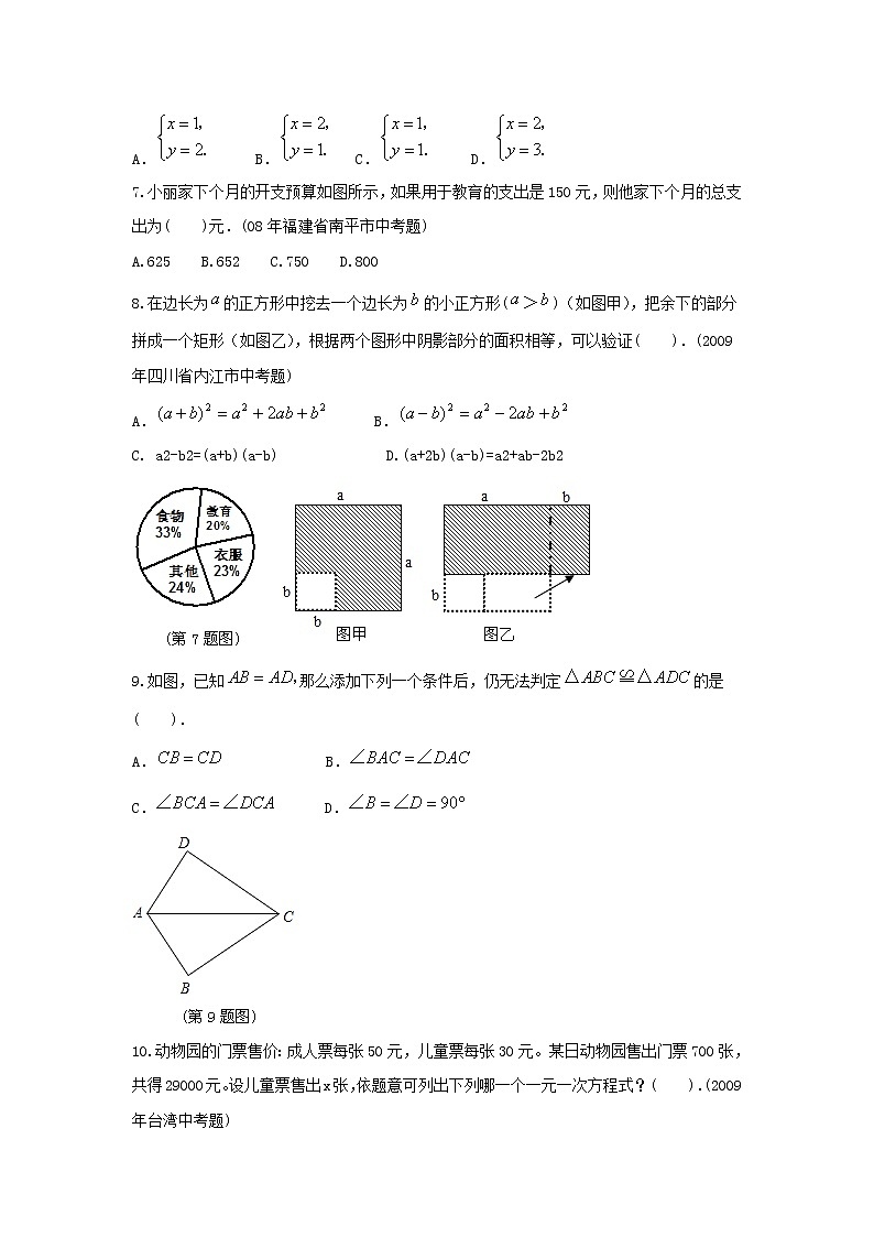 2020年 七年级第二学期____期末复习试题（一） 初中  数学第2页