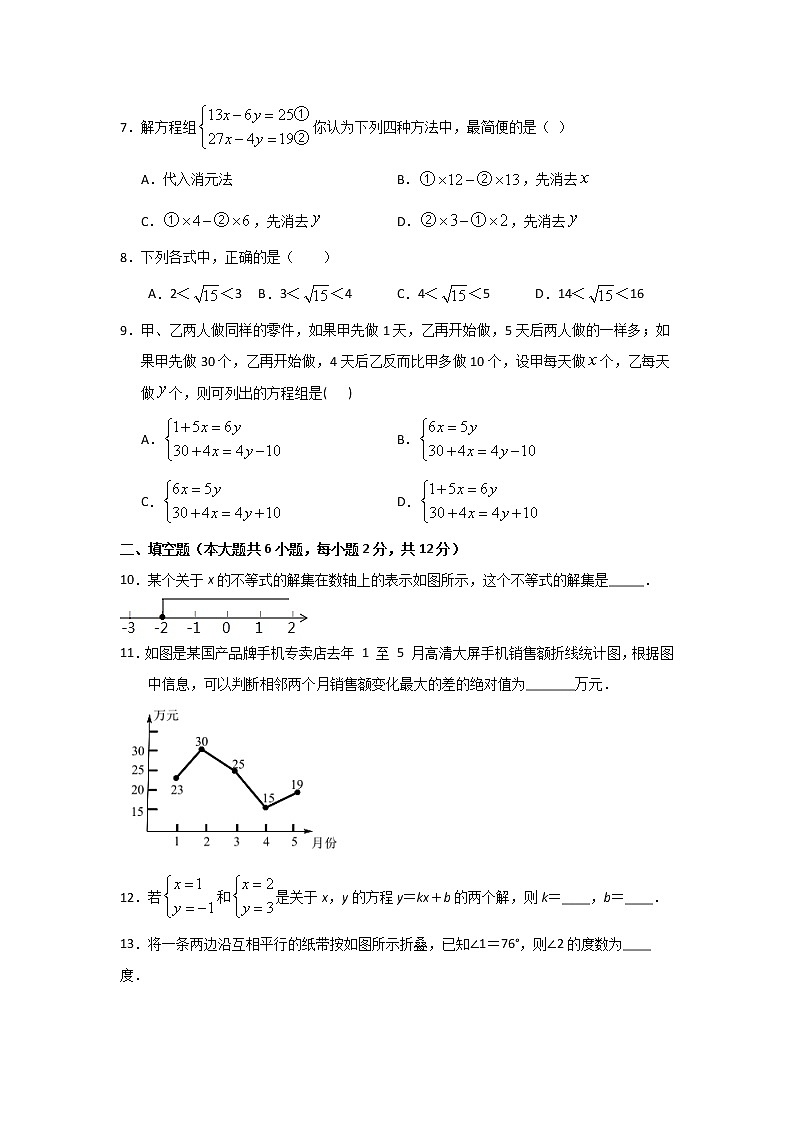 2020-2021学年七年级数学人教版下册期末模拟试卷10（word版 无答案）02