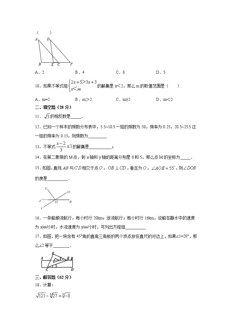 2020-2021学年广东省惠州市七年级下册期末复习测试题（word版 无答案）02