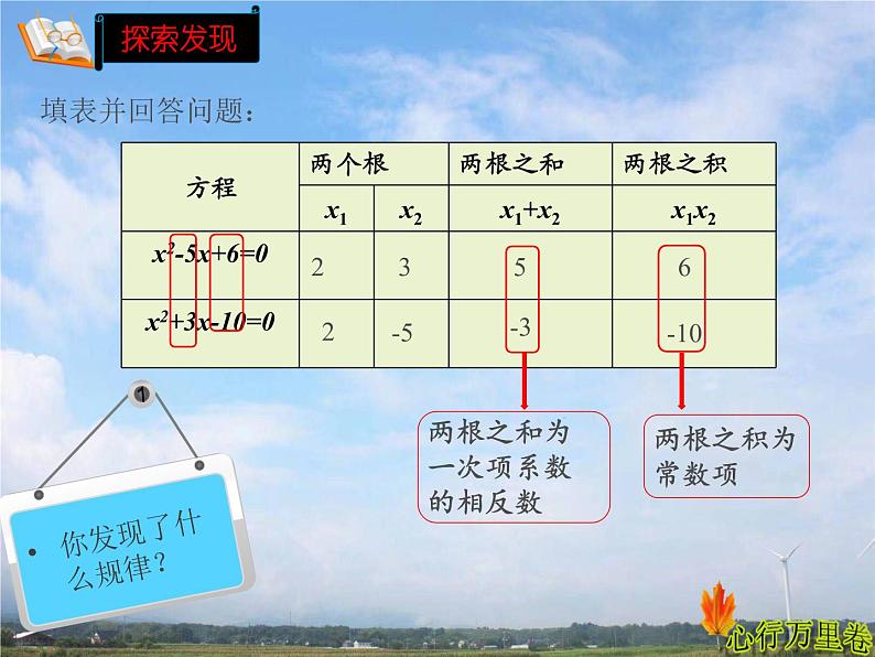 人教版数学初中九年级上册第二十一章第二节第四课时根与系数的关系课件第3页