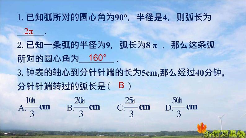 人教版数学初中九年级上册第二十四章第四节第1课时弧长和扇形面积课件第5页