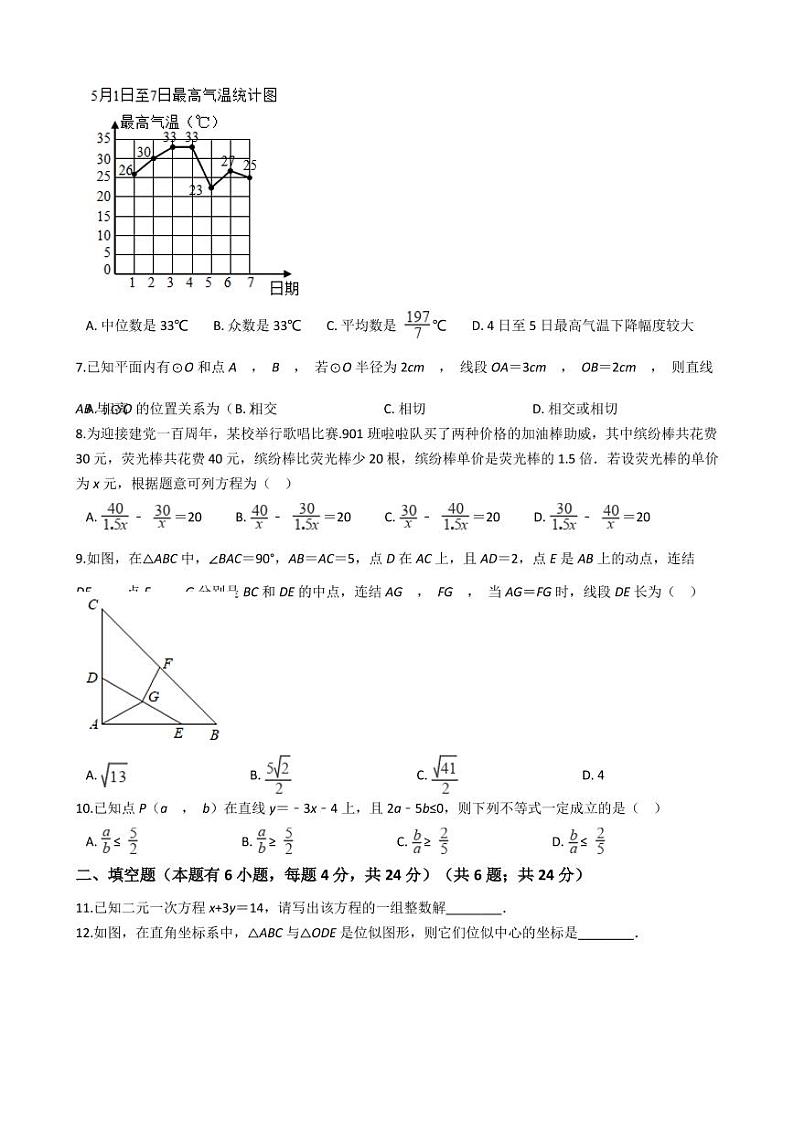 浙江省嘉兴市2021年中考数学试卷解析版02