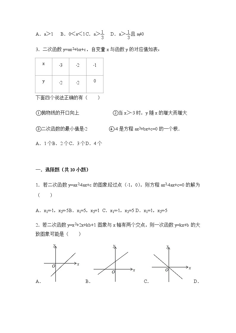 22.2 二次函数与一元二次方程-人教版九年级数学上册练习（学生版+教师版）【机构专用】03