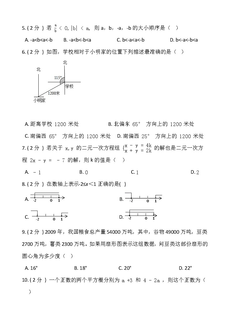 人教版七年级下册数学期末冲刺卷（三）含答案02