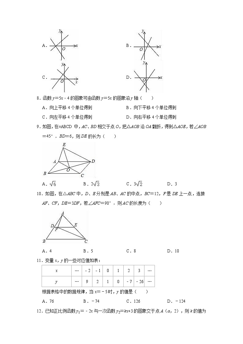 2020-2021学年人教版数学八年级下册期末复习冲刺试题（word版 含答案）第2页