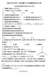 数学 上海市外国语大学附属外国语学校2020-2021学年下学期期末考试八年级数学试卷