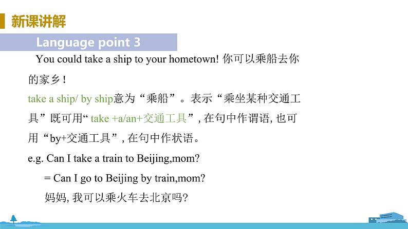 冀教版英语八年级上册 Lesson 31 How Do You Travel？ PPT课件+音频08