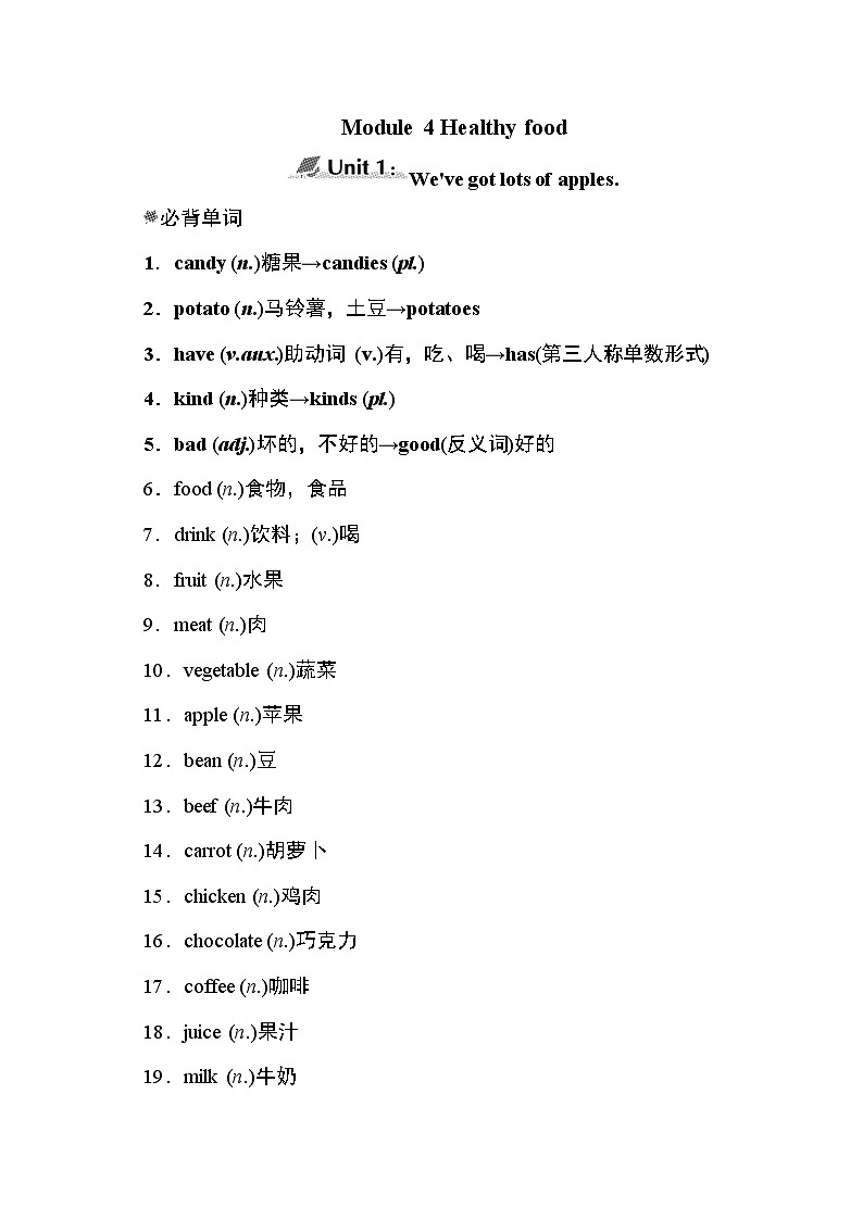 外研版七年级上册英语 M4 模块知识点归纳01