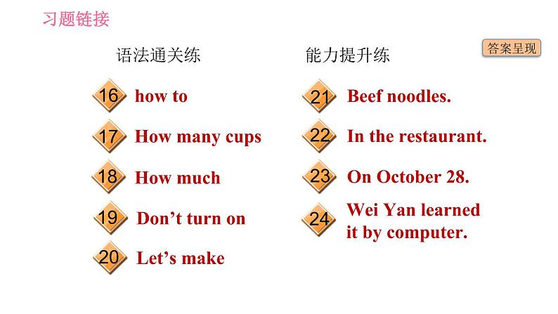 人教版八年级上册英语习题课件 Unit8 课时2 Section A (Grammar Focus - 3c)03