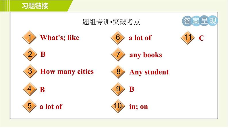 外研版七年级上册英语习题课件 Module 3 Unit 1 There are thirty students in my class.03