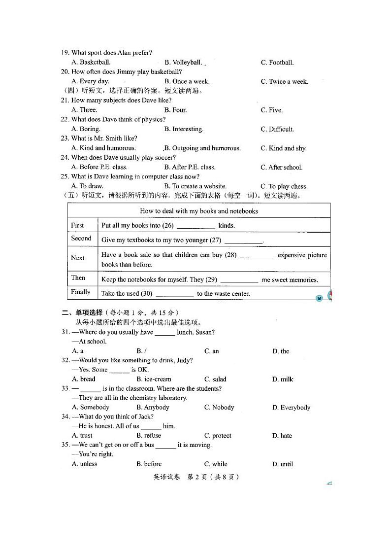 2021年广西贵港中考英语真题（图片版）02