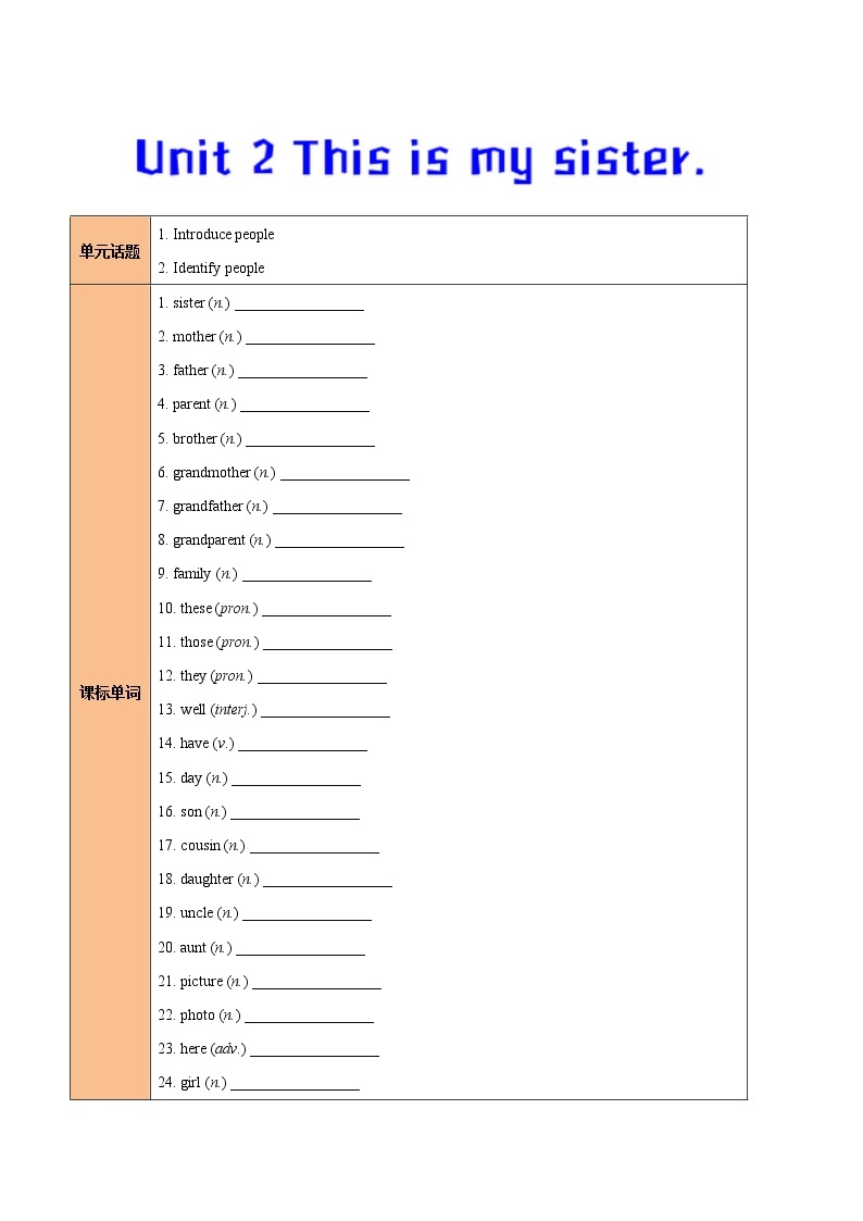 人教版七年级上册英语Unit 2. Section A学案01