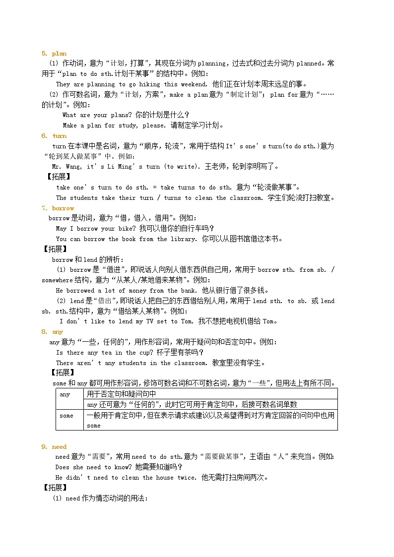 冀教版七年级英语上册Unit1 School  and  Friends词句精讲精练02