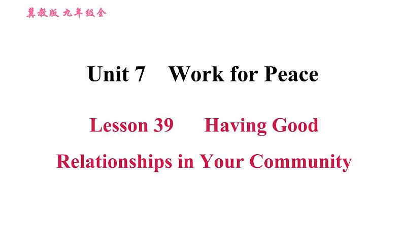 冀教版九年级英语全一册习题课件 Unit7 Lesson 39 Having Good Relationships in Your Community01