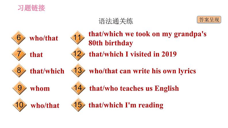 人教版九年级上册英语习题课件 Unit9 课时3　Section A(Grammar Focus－4c)03