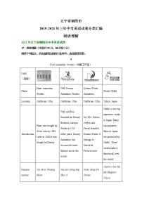 辽宁省朝阳市2019-2021年三年中考英语试卷分类汇编：阅读理解