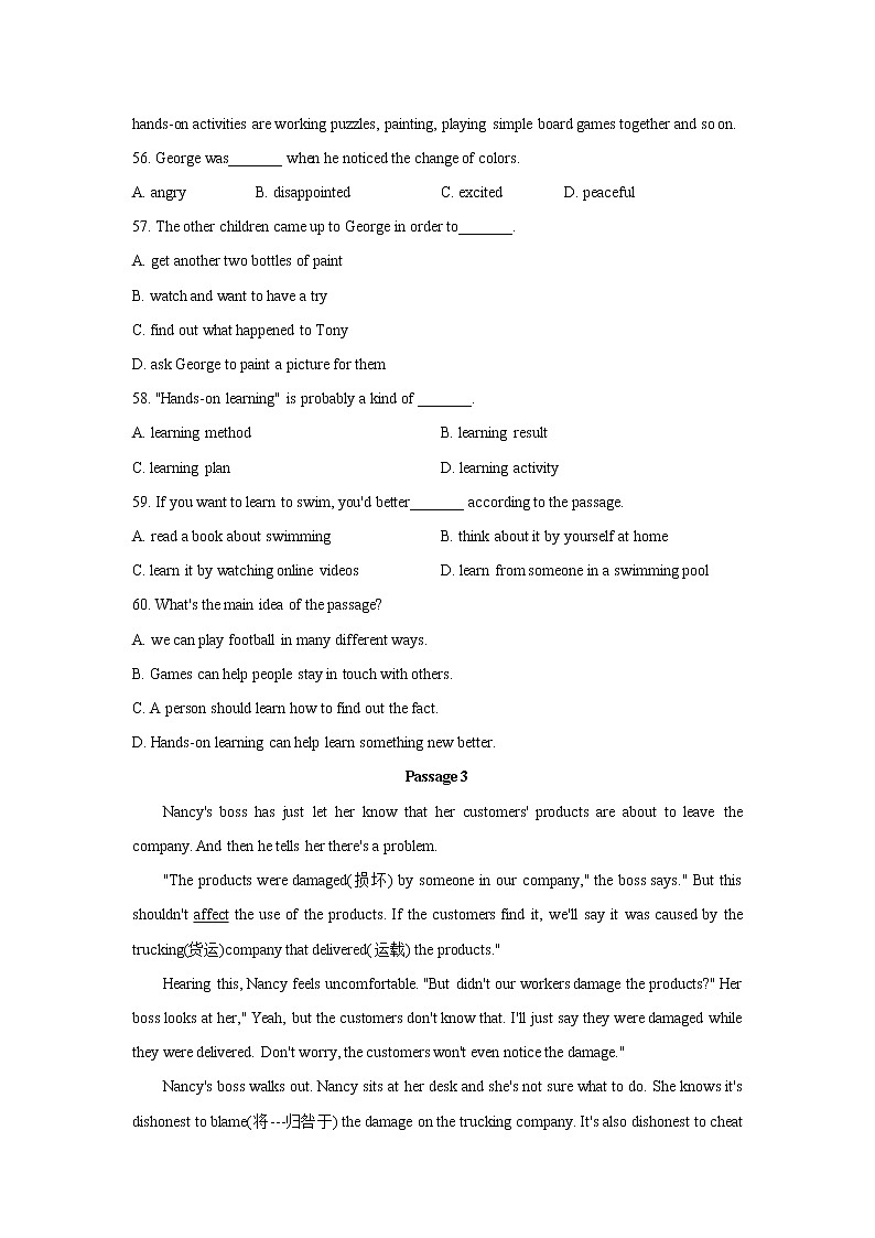 辽宁省丹东市2019-2021年三年中考英语试卷分类汇编：阅读理解03