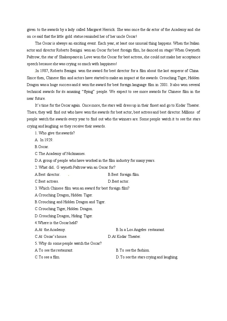 牛津译林版九年级上册英语Unit 7 Films ---comic strip & welcome to the unit同步练习第2页