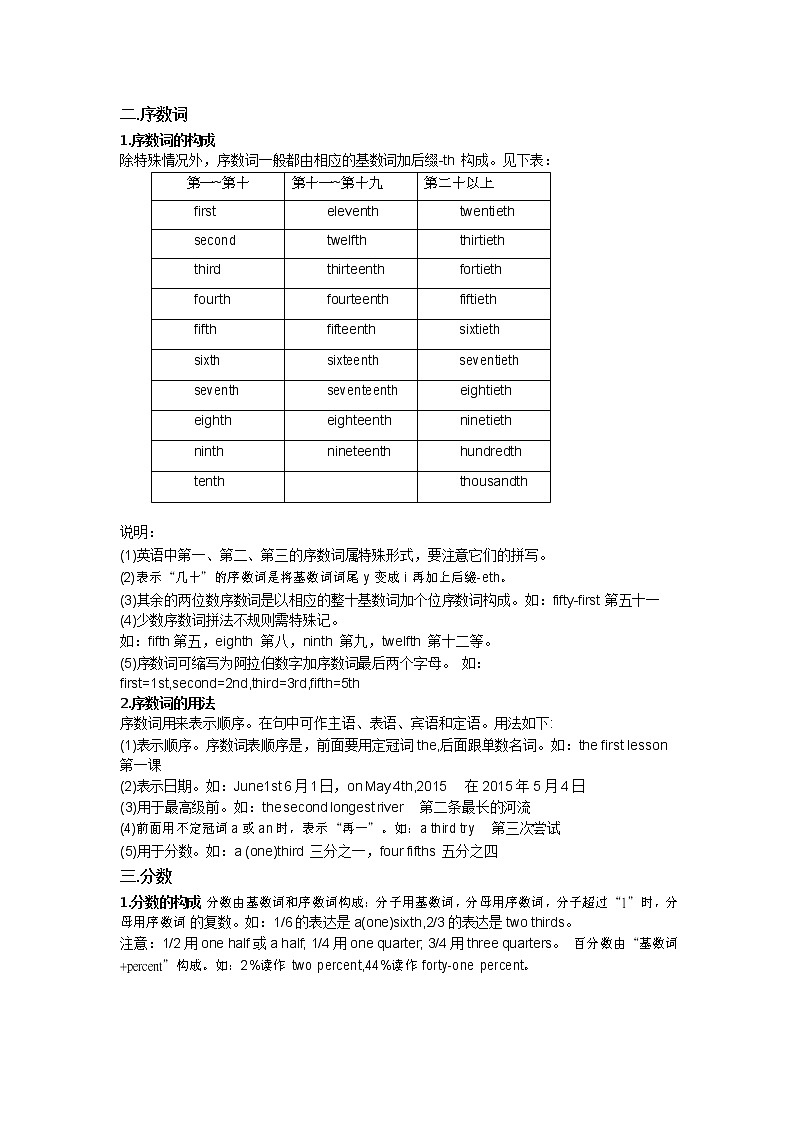 初中英语语法之数词学案  （word版）第2页