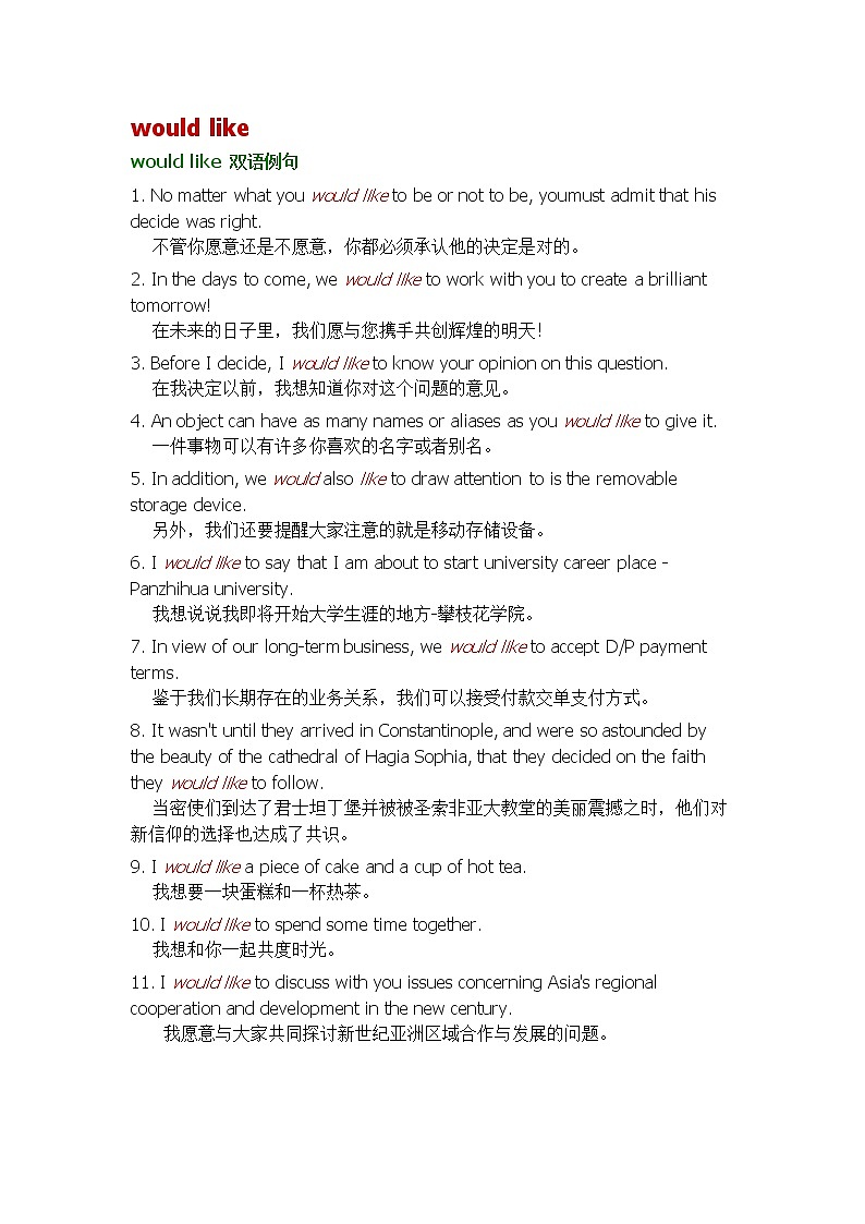 2021-2022学年牛津译林版英语七年级上册unit4 would like词汇讲义第1页