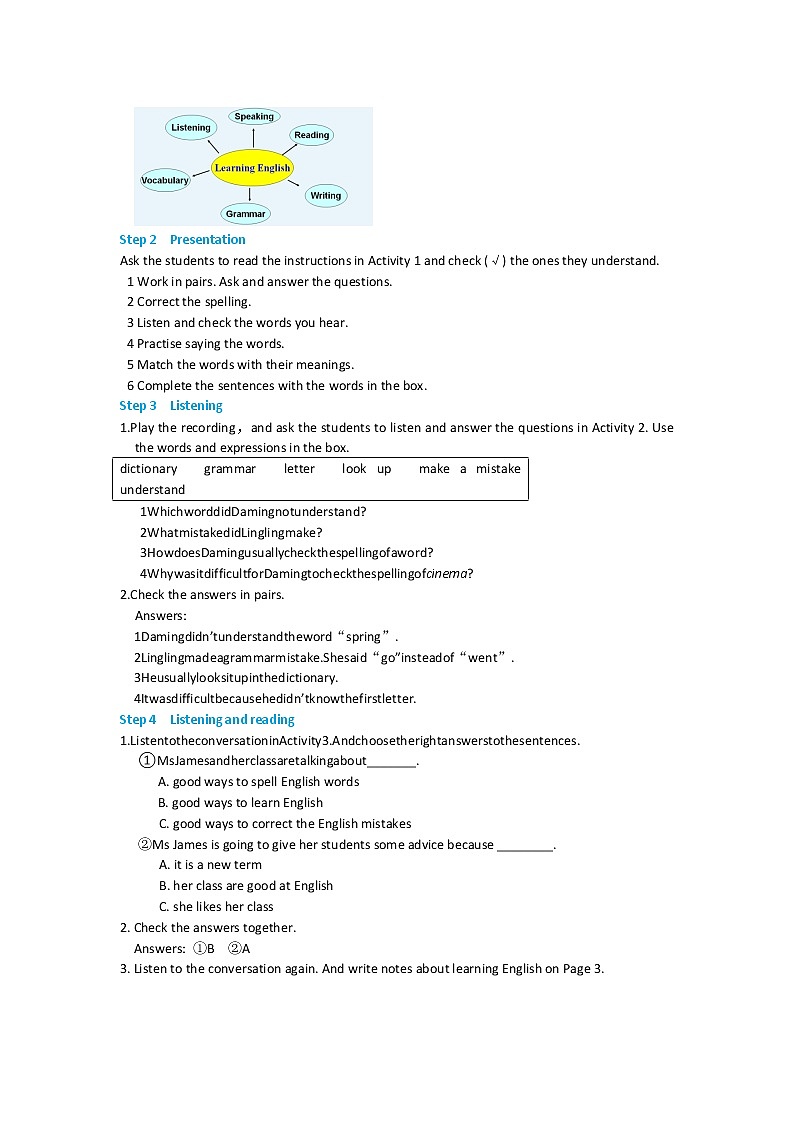 初中英语 外研（新标准）版 八年级上册Module 1  How to learn English   Unit1 Let’s try to speak English as much as possible同步教案 课件 练习02