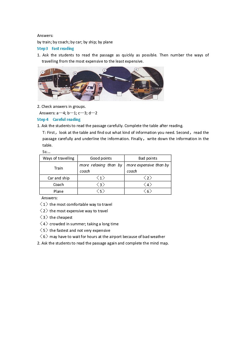Module 4 Planes, ships and trains Unit 2 What is the best way to travel教案第2页
