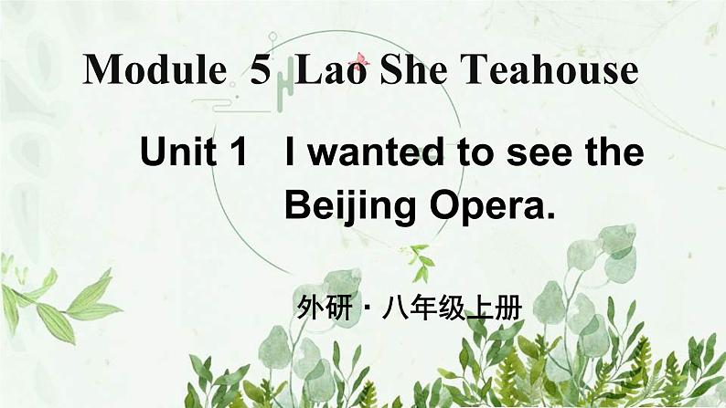 初中英语 外研（新标准）版 八年级上册Module 5 Lao She's Teahouse  Unit1  I wanted to see the Beijing Opera同步教案 课件 练习05